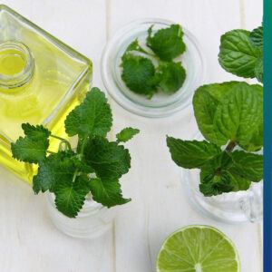 Lemon and peppermint oil add flavor to the water. 